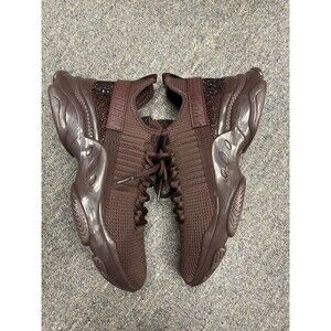 Steve Madden Maxima Sneakers Womens 9.5M Burgundy Rhinestone Chunky Sole Glam